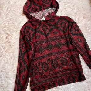Red Black Aztec Slinky Soft Burnout Boho Stoner Pineapple Express Cottage Hoodie